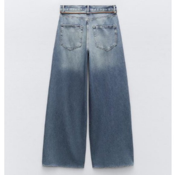 NWT ZARA Loose Wide-leg High-waist Belted Jeans - Picture 2 of 14